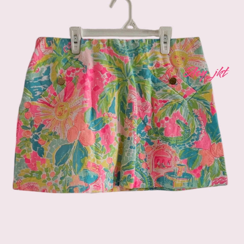 New Lilly Pulitzer Madison Skort Skirt Sunshine State Of Mind Size L